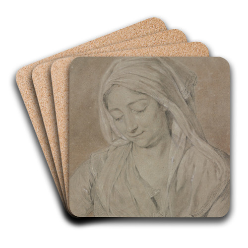 Brustbild einer niederblickenden Frau mit Kopftuch by Nicolas Bernard Lpici Art Drink Coaster set