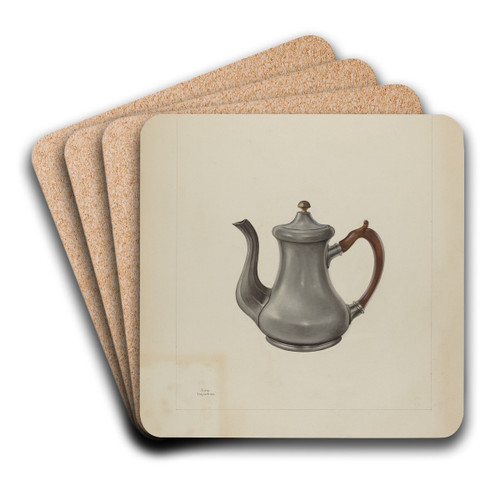 Pewter Teapot by John Tarantino Art Drink Coaster set
