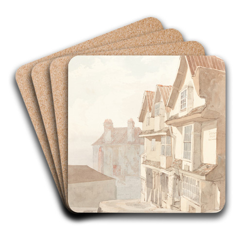 Street with Buildings by Robert Dixon Art Drink Coaster set
