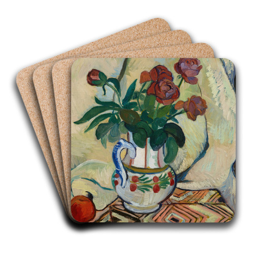Bouquet de roses by Suzanne Valadon Art Drink Coaster set Bouquet de roses by Suzanne Valadon Art Drink Coaster set