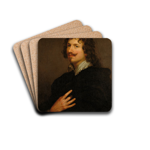 Portrait of Adriaen Hanneman by Follower of Anthony van Dyck Drink Coasters - set of 4
