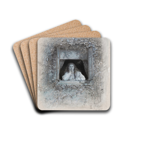 A Reverie by Sir John Everett Millais Drink Coasters - set of 4 A Reverie by Sir John Everett Millais Drink Coasters - set of 4