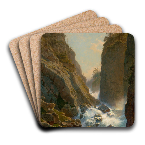 Mountain with Cascade by William Stanley Haseltine Art Drink Coaster set