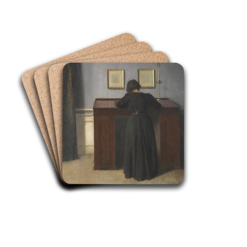 Ida Standing At A Desk by Vilhelm Hammershi Drink Coasters - set of 4