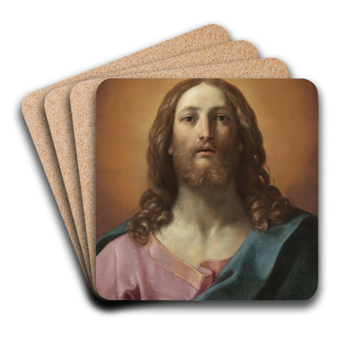 Bust Of Christ (Salvator Mundi) by Guido Reni Art Drink Coaster set