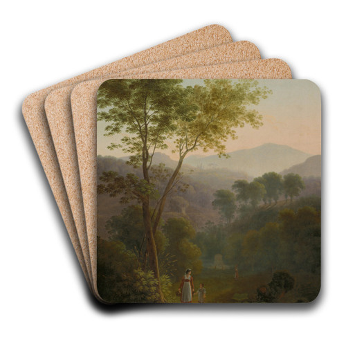 Italian Landscape with Women at a Fountain (Landscape at Tivoli) by Samuel Birmann Art Drink Coaster set