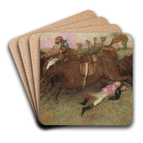 Scene from the Steeplechase - The Fallen Jockey by Edgar Degas Art Drink Coaster set