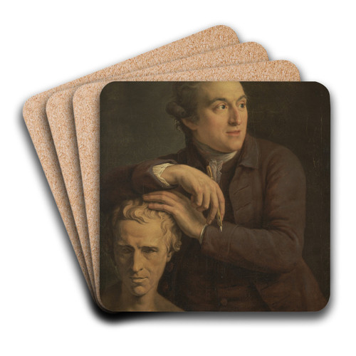 Joseph Nollekens with His Bust of Laurence Sterne by John Francis Rigaud Art Drink Coaster set Joseph Nollekens with His Bust of Laurence Sterne by John Francis Rigaud Art Drink Coaster set