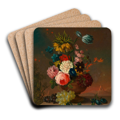 Blumenstillleben mit Obst by Anton Hartinger Art Drink Coaster set
