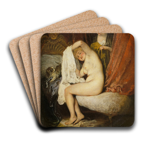 A Woman at Her Toilet by Jean-Antoine Watteau Art Drink Coaster set