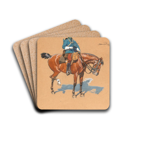An imperial, royal dragoon on horseback by Alexander Pock Drink Coasters - set of 4 An imperial, royal dragoon on horseback by Alexander Pock Drink Coasters - set of 4
