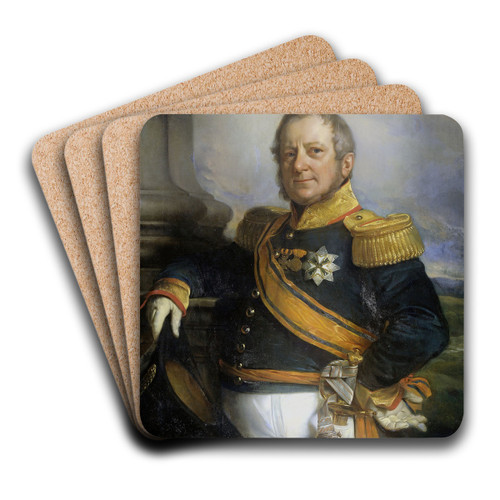 Portrait of Hendrik Merkus, Baron de Kock, Army Commandant and after 1826 Lieutenant Governor-General of the Dutch East Indies by Cornelis Kruseman Art Drink Coaster set