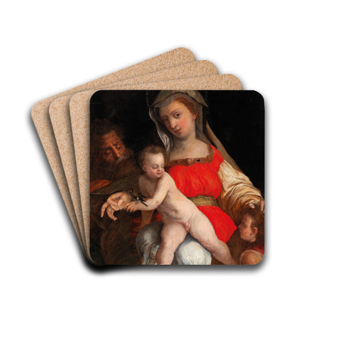 The Holy Family with the Infant Saint John the Baptist by Roman School Drink Coasters - set of 4