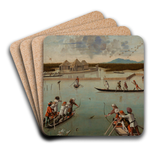 Hunting on the Lagoon by Vittore Carpaccio Art Drink Coaster set