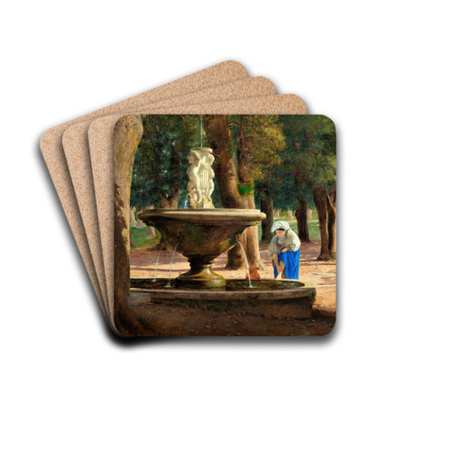 Scene from the Garden of Villa Borghese in Rome by Jrgen Roed Drink Coasters - set of 4