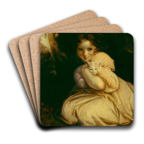 Felina with a Kitten by Sir Joshua Reynolds Art Drink Coaster set Felina with a Kitten by Sir Joshua Reynolds Art Drink Coaster set