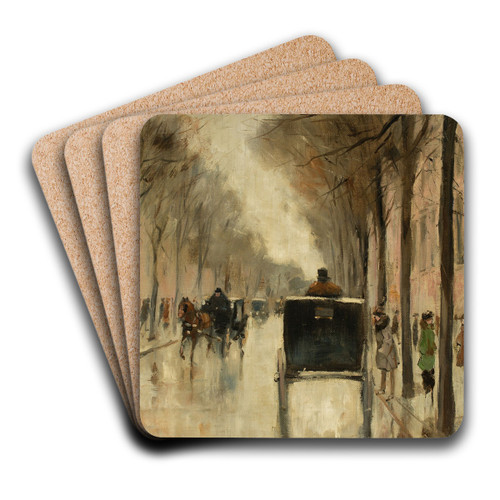 Berliner Straenszene im Sptherbst by Lesser Ury Art Drink Coaster set