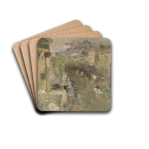 View from Paris near the Madeleine Church by Frits Thaulow Drink Coasters - set of 4 View from Paris near the Madeleine Church by Frits Thaulow Drink Coasters - set of 4
