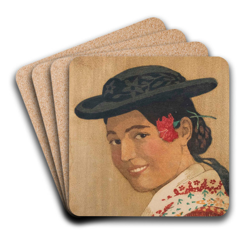 Tiroler Bauernmdchen by Carl Moser Art Drink Coaster set