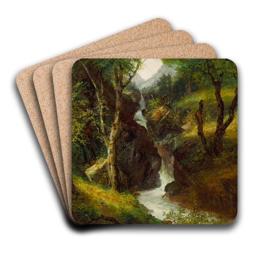 Cascade in the Forest by John Frederick Kensett Art Drink Coaster set