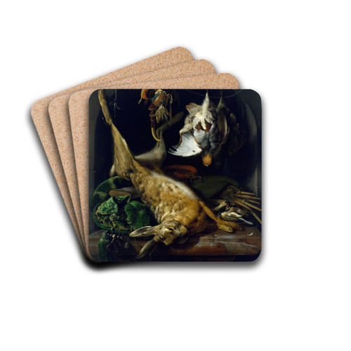 Still Life of a Dead Hare, Partridges, and Other Birds in a Niche by Jan Weenix Drink Coasters - set of 4 Still Life of a Dead Hare, Partridges, and Other Birds in a Niche by Jan Weenix Drink Coasters - set of 4