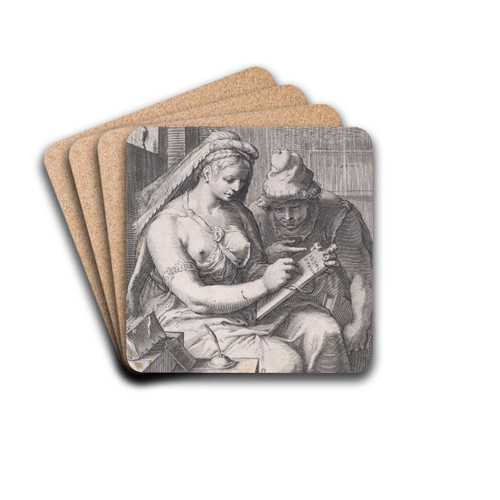 Arithmetic by Cornelis Jacobsz Drebbel Drink Coasters - set of 4 Arithmetic by Cornelis Jacobsz Drebbel Drink Coasters - set of 4