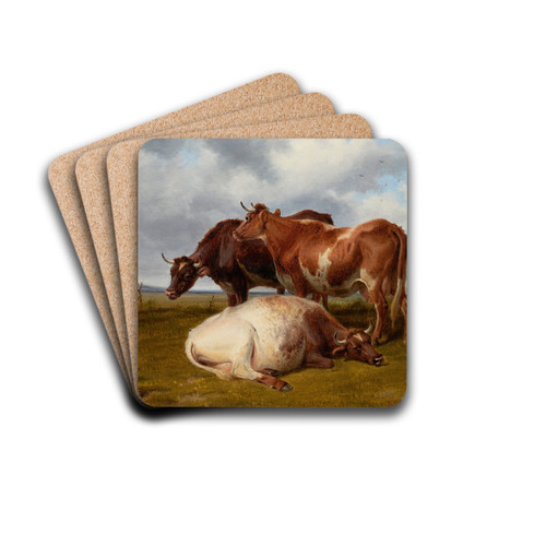 Cattle Grazing by Thomas Sidney Cooper Drink Coasters - set of 4