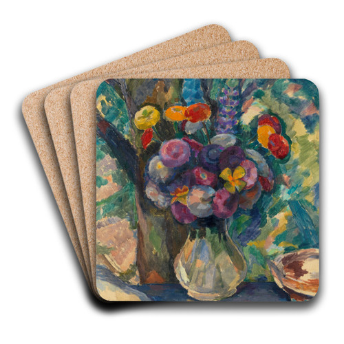 Blumenstilleben mit Zinnien by Edmund Conrad Ferdinand von Freyhold Art Drink Coaster set