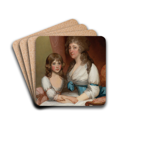 Portrait of Mrs. Samuel Dick And Her Daughter by Gilbert Stuart Drink Coasters - set of 4