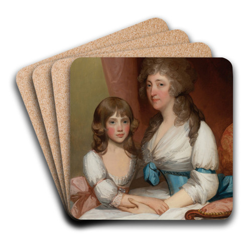 Portrait of Mrs. Samuel Dick And Her Daughter by Gilbert Stuart Art Drink Coaster set