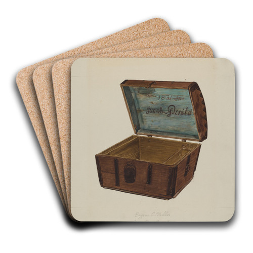 Wooden Chest by Eugene C. Miller Art Drink Coaster set