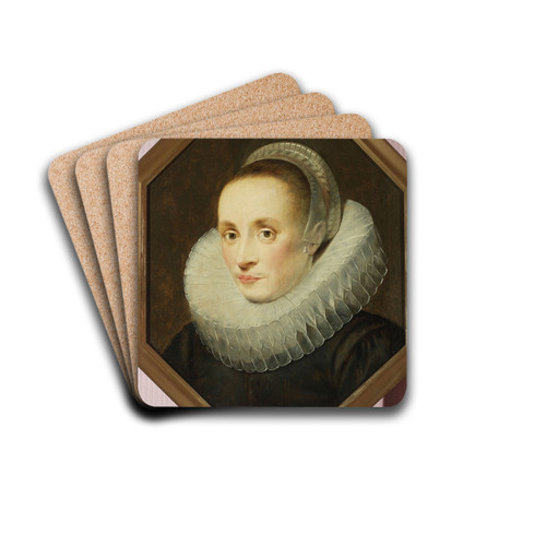 Portrait of Margarita de Vos by Cornelis de Vos Drink Coasters - set of 4