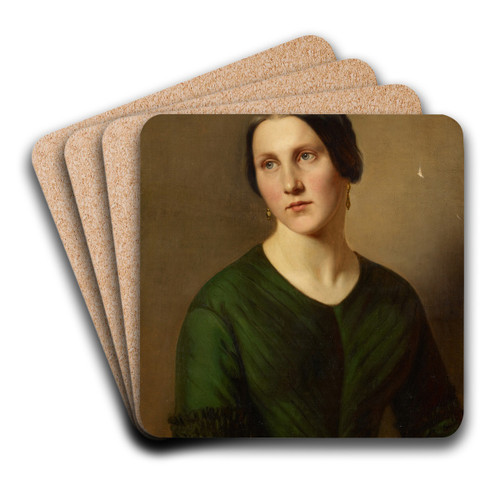 Portrait Of A Woman by Adolf Follenweider Art Drink Coaster set