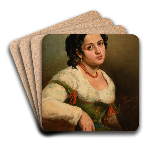 Italienne by Jacques-Raymond Brascassat Art Drink Coaster set