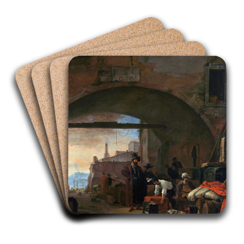 View of a Levantine Port by Thomas Wijck Art Drink Coaster set