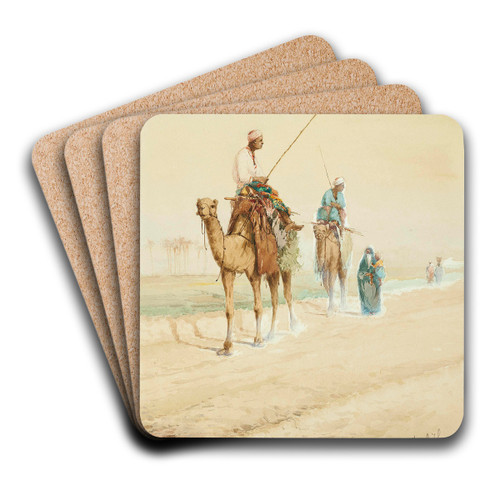 Arab travellers on an Egyptian road by Carl Haag Art Drink Coaster set