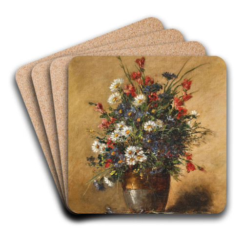 A Bouquet of Field Flowers by Eugne Henri Cauchois Art Drink Coaster set