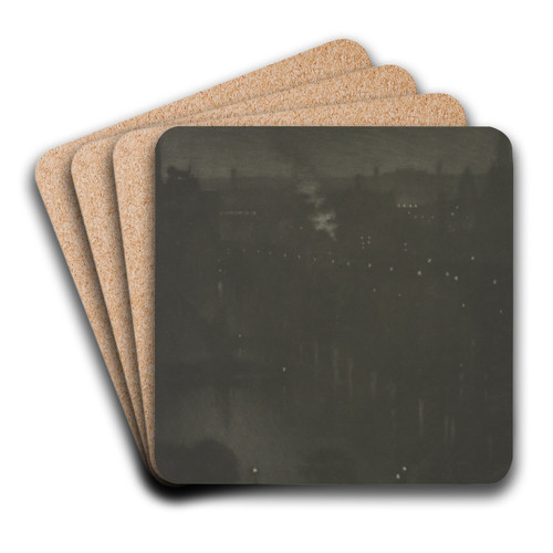 Charing Cross Bridge at night by Joseph Pennell Art Drink Coaster set