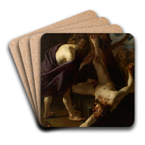 Apollo Flaying Marsyas by Dirck Van Baburen Art Drink Coaster set
