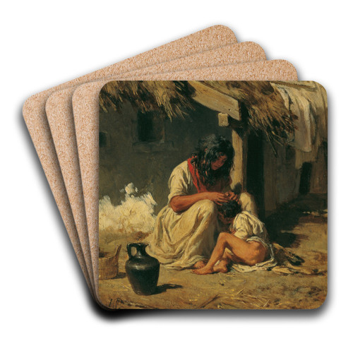 Ungarische Dorfidylle by August von Pettenkofen Art Drink Coaster set