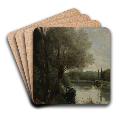La liseuse sur la rive boise by Jean-Baptiste-Camille Corot Art Drink Coaster set La liseuse sur la rive boise by Jean-Baptiste-Camille Corot Art Drink Coaster set