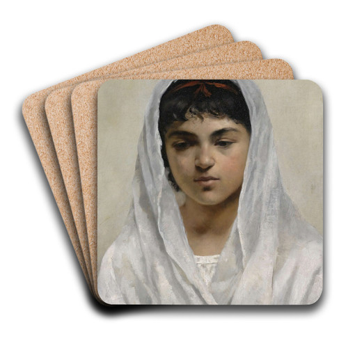 Girl In White by Leopold Carl Mller Art Drink Coaster set