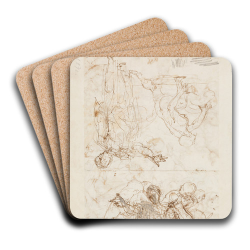 Christus und die kniende Gestalt aus der 'Krankenheilung am Teich von Bethesda' by Ferra Fenzoni Art Drink Coaster set