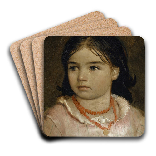 Portrait of Lucia, the Artists Daughter by Arnold Bcklin Art Drink Coaster set