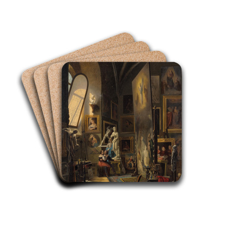 Raphael and his Muse in the Atelier by Vincenzo Abbati Drink Coasters - set of 4 Raphael and his Muse in the Atelier by Vincenzo Abbati Drink Coasters - set of 4