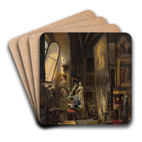 Raphael and his Muse in the Atelier by Vincenzo Abbati Art Drink Coaster set Raphael and his Muse in the Atelier by Vincenzo Abbati Art Drink Coaster set