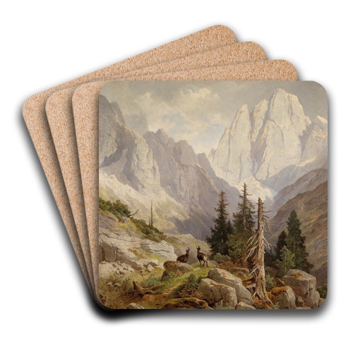 Gmsen im Hochgebirge by Leopold Munsch Art Drink Coaster set