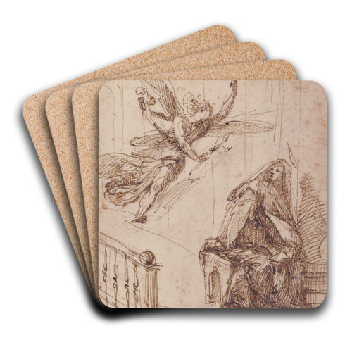 The Annunciation by Francesco Curia Art Drink Coaster set
