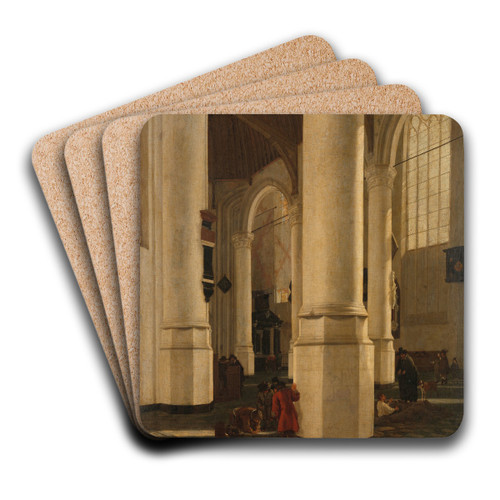 Interior of the Oude Kerk in Delft, with the Tomb of Vice-Admiral Pieter Pietersz Heijn by Gerard Houckgeest Art Drink Coaster set Interior of the Oude Kerk in Delft, with the Tomb of Vice-Admiral Pieter Pietersz Heijn by Gerard Houckgeest Art Drink Coaster set