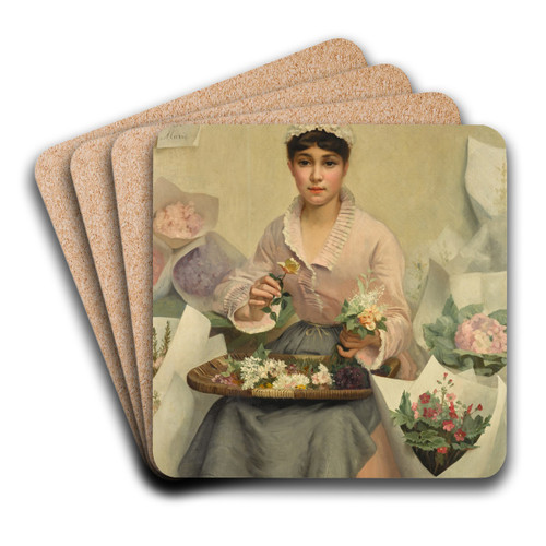 The Flower Seller by Louis Galliac Art Drink Coaster set